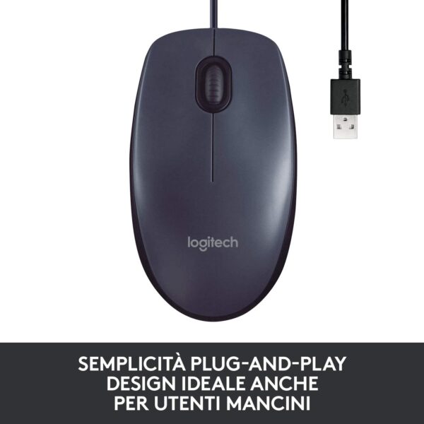 Logitech B100 Mouse USB Cablato 3 Pulsanti - immagine 2