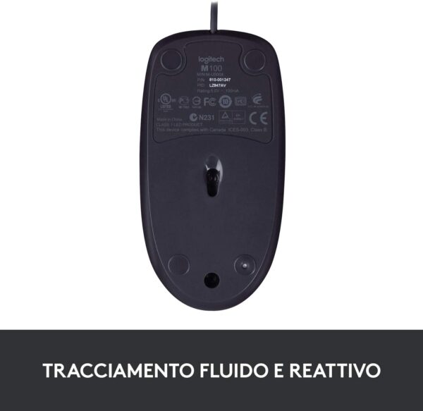 Logitech B100 Mouse USB Cablato 3 Pulsanti - immagine 3