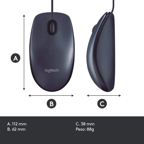 Logitech B100 Mouse USB Cablato 3 Pulsanti - immagine 4