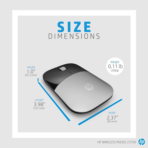 HP - PC Z3700 Mouse Wireless 3 Pulsanti Argento - immagine 2