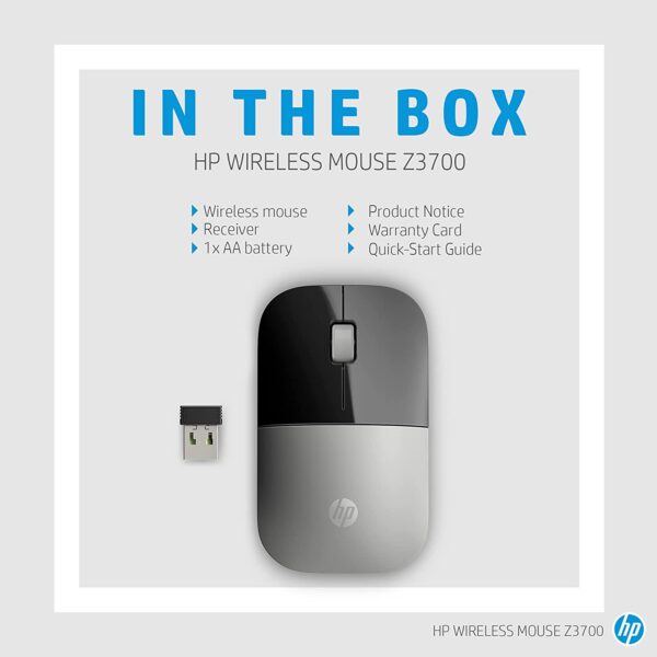 HP - PC Z3700 Mouse Wireless 3 Pulsanti Argento - immagine 4