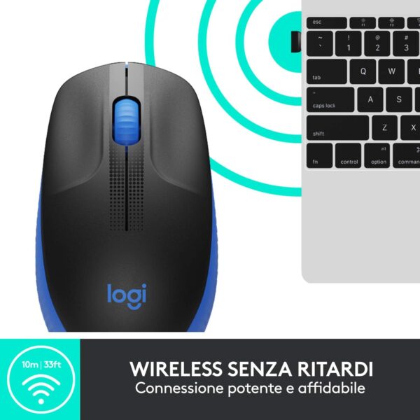 Logitech M190 Mouse Wireless Design Ricurvo Ambidestro - immagine 2