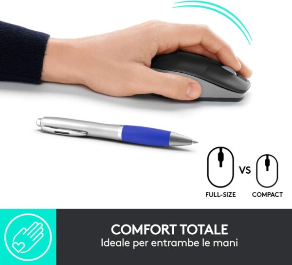 Logitech M190 Mouse Wireless Design Ricurvo Ambidestro - immagine 4