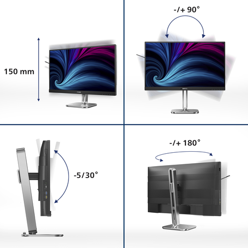 Philips 27B2U4601/00 Monitor PC 68,6 cm (27") 2560 x 1440 Pixel Quad HD LCD Grigio - immagine 5
