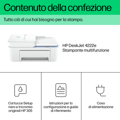 HP DeskJet 4222e Wireless All-in-One Colore Stampante, Instant Ink; Fotocopiatrice, scanner - immagine 5