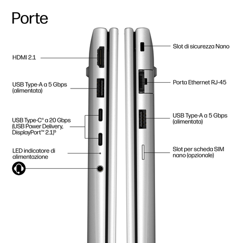 HP DQ6N0AT laptop Intel Core 7 350 Computer portatile 35,6 cm (14") WUXGA 16 GB LPDDR5x-SDRAM 512 GB SSD Wi-Fi 7 (802.11be) Windows 11 Pro AI PC Argento - immagine 2
