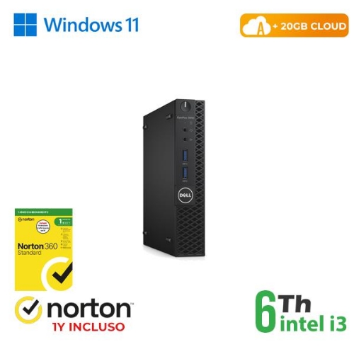 MINI PC DELL RINOVO REFURBISHED Optiplex 3050M RN45422311 i3-6x00 8GB SSD NEW 256GB W11P + CLOUD 20GB + NORTON