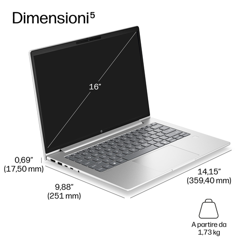HP DP9J1AT laptop Copilot+ PC Intel Core Ultra 7 Computer portatile 40,6 cm (16") WUXGA 16 GB DDR5-SDRAM 512 GB SSD Wi-Fi 7 (802.11be) Windows 11 Pro Argento - immagine 4