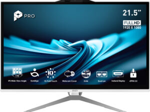 MSI Pro AP222T 14M-623EU Intel® Pentium® Gold G7400 54,6 cm (21.5") 1920 x 1080 Pixel Touch screen PC All-in-one 8 GB DDR4-SDRAM 128 GB SSD Windows 11 Pro Wi-Fi 5 (802.11ac) Bianco