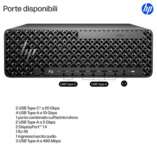 HP Z2 SFF G1i Wolf Pro Security Edition Intel Core Ultra 7 265 32 GB DDR5-SDRAM 1 TB SSD NVIDIA RTX A1000 Windows 11 Pro Stazione di lavoro AI Workstation, AI PC Nero - immagine 4