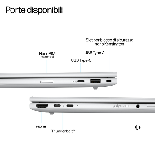 HP EliteBook 8 G1i Notebook Next Gen AI Wolf Pro Security Edition Copilot+ PC Intel Core Ultra 7 256V Computer portatile 35,6 cm (14") WUXGA 16 GB LPDDR5x-SDRAM 512 GB SSD Wi-Fi 7 (802.11be) Windows 11 Pro Argento - immagine 4